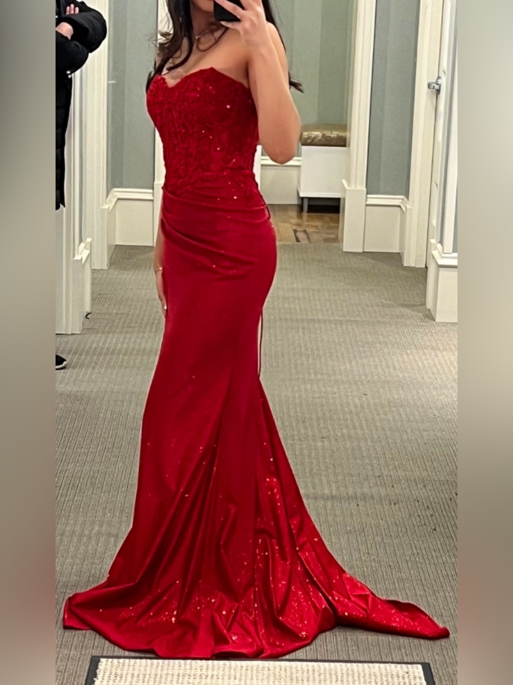 Elegant Red Strapless Mermaid Prom Dress